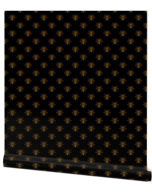 Royal Gold Queen Bees on Black Wallpaper