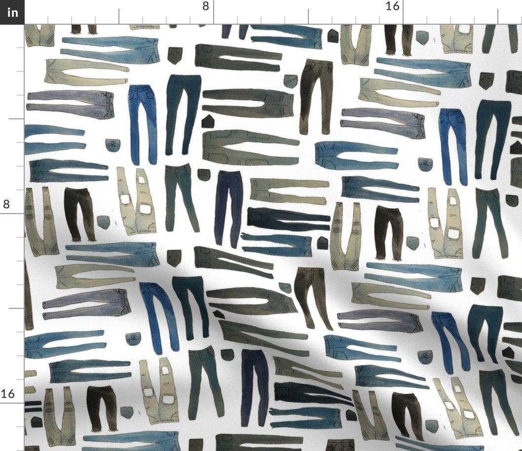 Skinny Jeans in Various Shades of Denim Fabric Skinny Jeans in Various Shades of Denim Fabric