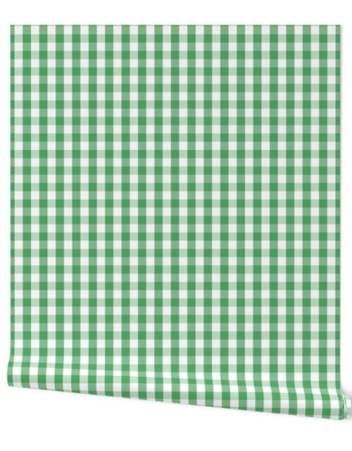 Fern Green Gingham Check Plaid Wallpaper