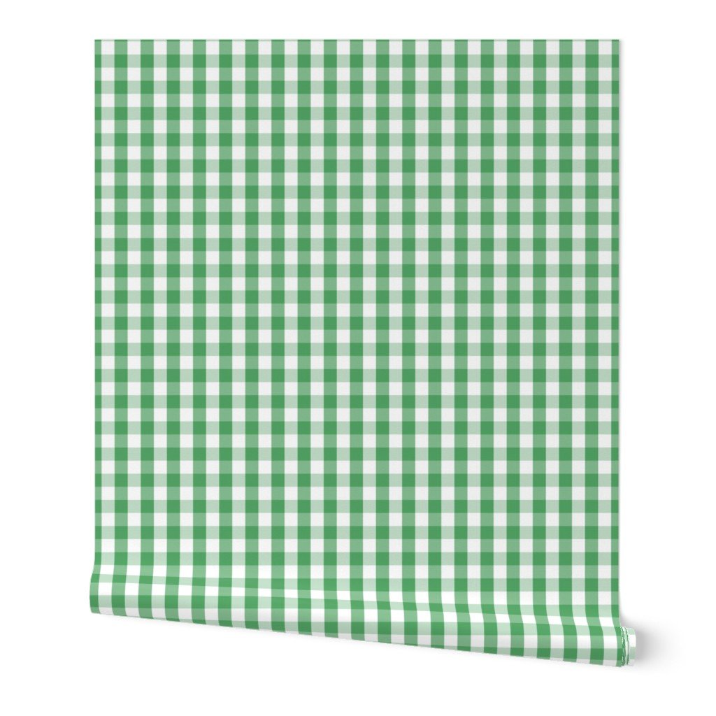 Fern Green Gingham Check Plaid Wallpaper Fern Green Gingham Check Plaid Wallpaper