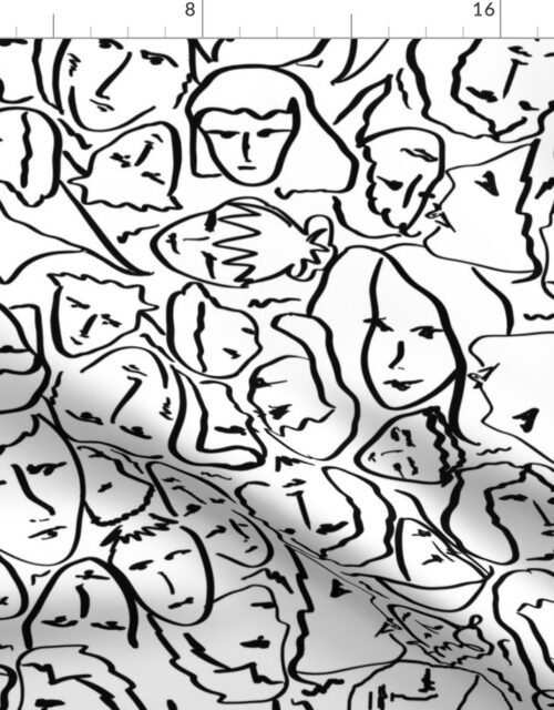 Elio's Shirt Faces in Black Outlines on White Crying Scene Fabric