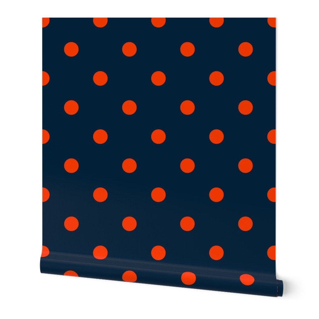 Navy and Neon Orange Jumbo Dots Wallpaper Navy and Neon Orange Jumbo Dots Wallpaper