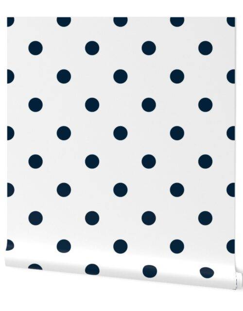 White and Navy Jumbo Dots Wallpaper