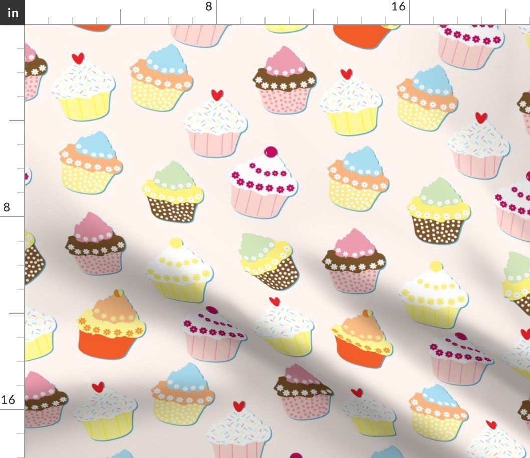 Rose Pink Cupcakes Fabric Rose Pink Cupcakes Fabric