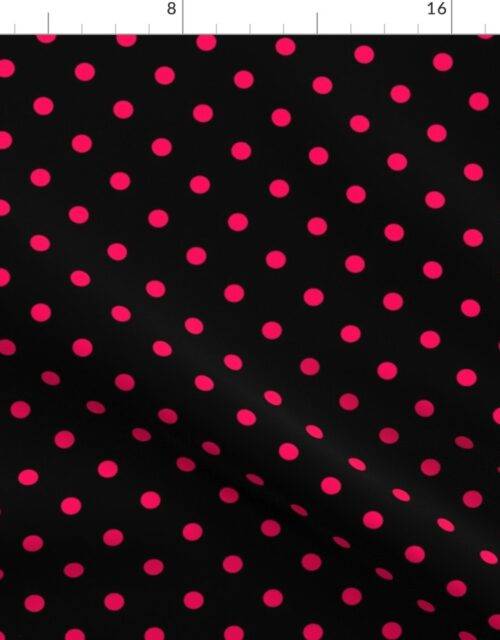 Black Licorice and Hot Pink Polka Dots Fabric