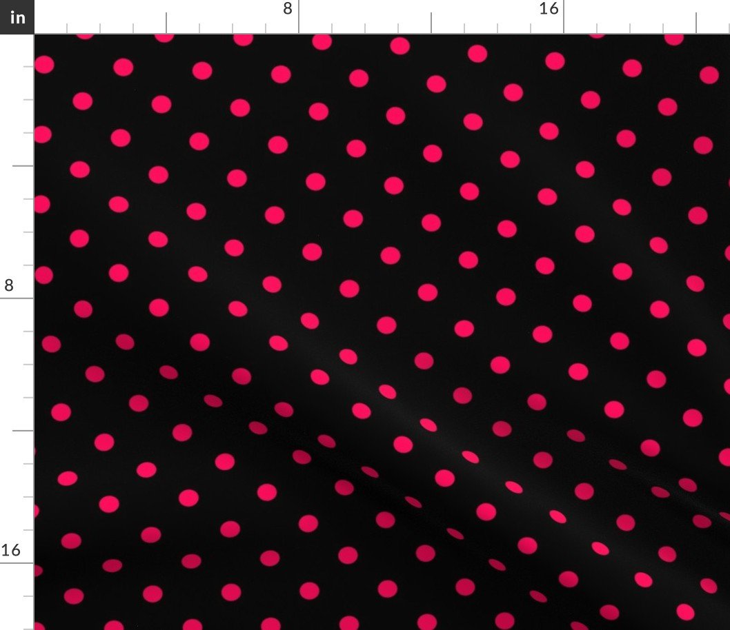 Black Licorice and Hot Pink Polka Dots Fabric Black Licorice and Hot Pink Polka Dots Fabric