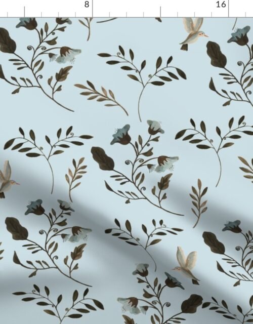 Bluebells and Bluebirds on Blue Fabric