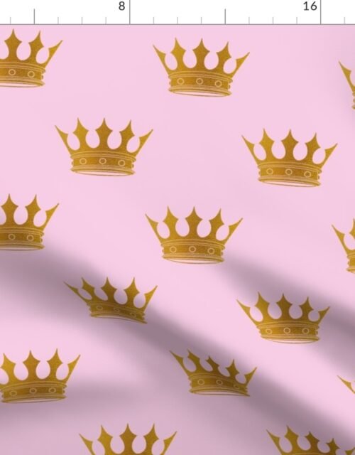 Princess Charlotte Rose Pink with Gold Crowns Fabric