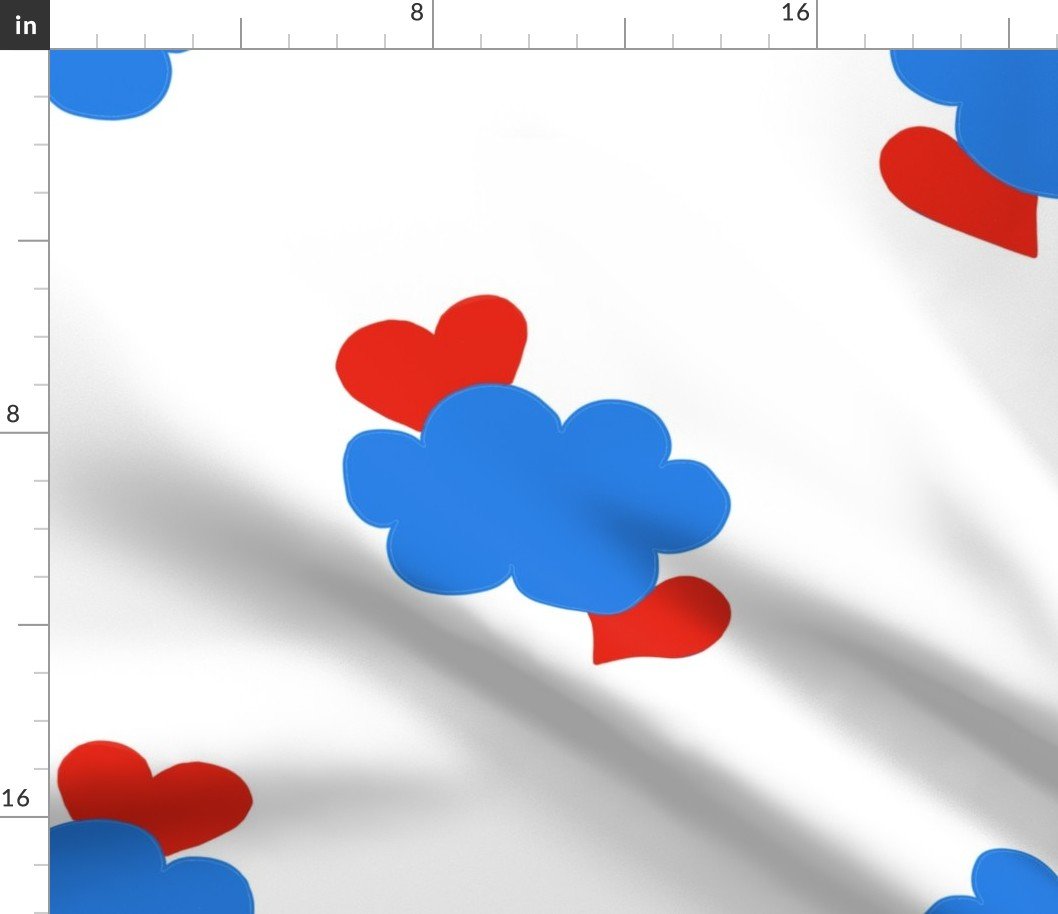 Cloud Hearts Red, White and Blue Sky Fabric Cloud Hearts Red, White and Blue Sky Fabric
