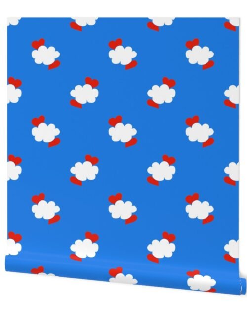 Cloud Hearts on Deep Blue Sky Wallpaper