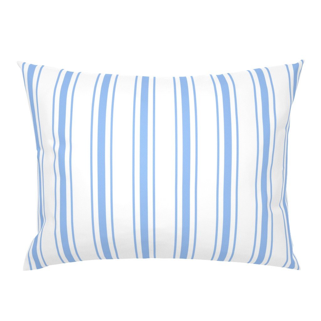 Mattress Ticking Wide Striped Pattern in Pale Blue and White Standard Pillow Sham Mattress Ticking Wide Striped Pattern in Pale Blue and White Standard Pillow Sham