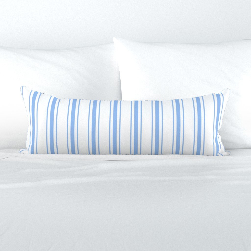 Mattress Ticking Wide Striped Pattern in Pale Blue and White Extra Long Lumbar Pillow Mattress Ticking Wide Striped Pattern in Pale Blue and White Extra Long Lumbar Pillow