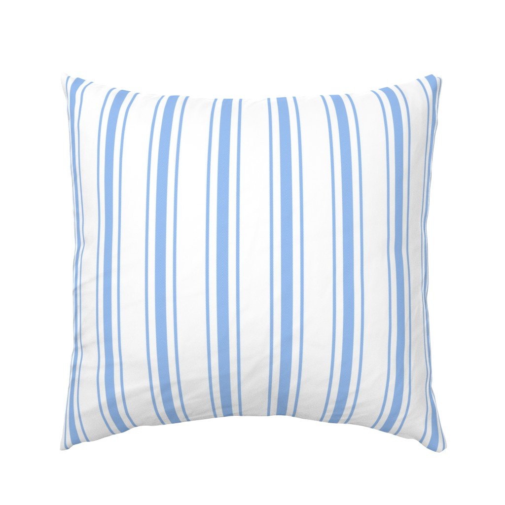 Mattress Ticking Wide Striped Pattern in Pale Blue and White Euro Pillow Sham Mattress Ticking Wide Striped Pattern in Pale Blue and White Euro Pillow Sham