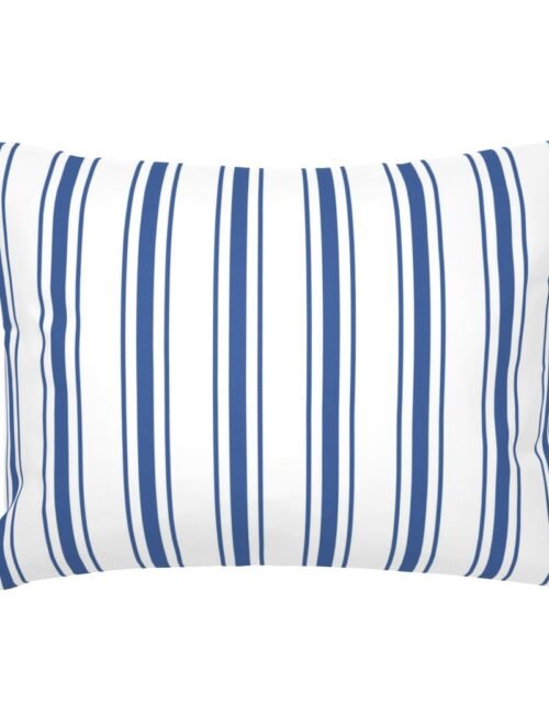 Mattress Ticking Wide Striped Pattern in Dark Blue and White Standard Pillow Sham