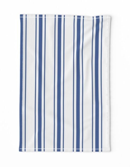Mattress Ticking Wide Striped Pattern in Dark Blue and White Tea Towel