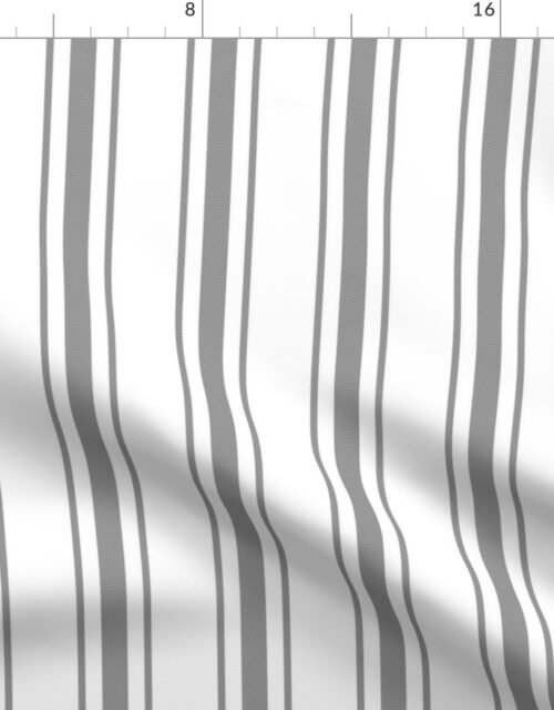 Mattress Ticking Wide Striped Pattern in Charcoal Grey and White Fabric