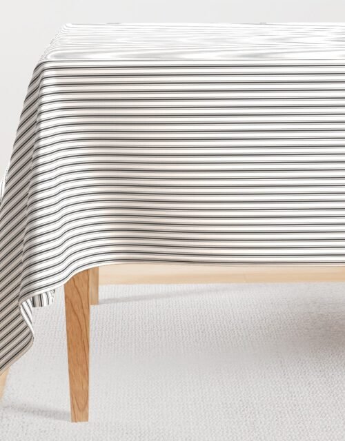 Mattress Ticking Narrow Striped Pattern in Dark Black and White Rectangular Tablecloth