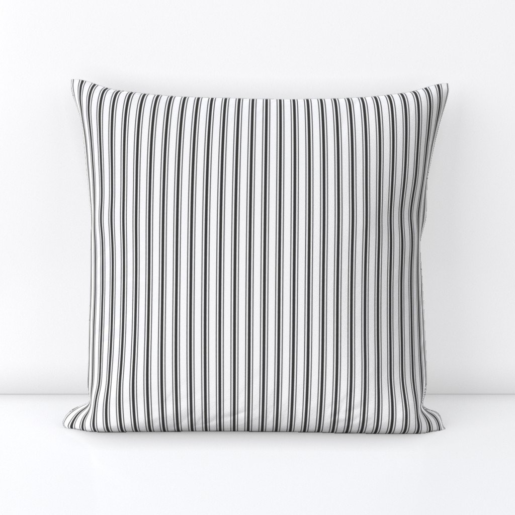 Mattress Ticking Narrow Striped Pattern in Dark Black and White Square Throw Pillow Mattress Ticking Narrow Striped Pattern in Dark Black and White Square Throw Pillow