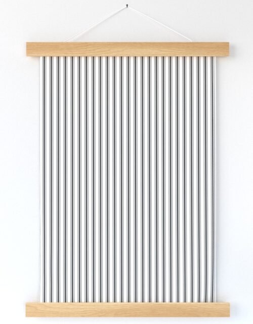 Mattress Ticking Narrow Striped Pattern in Dark Black and White Wall Hanging