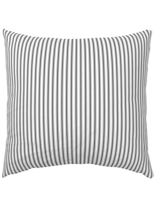 Mattress Ticking Narrow Striped Pattern in Dark Black and White Euro Pillow Sham
