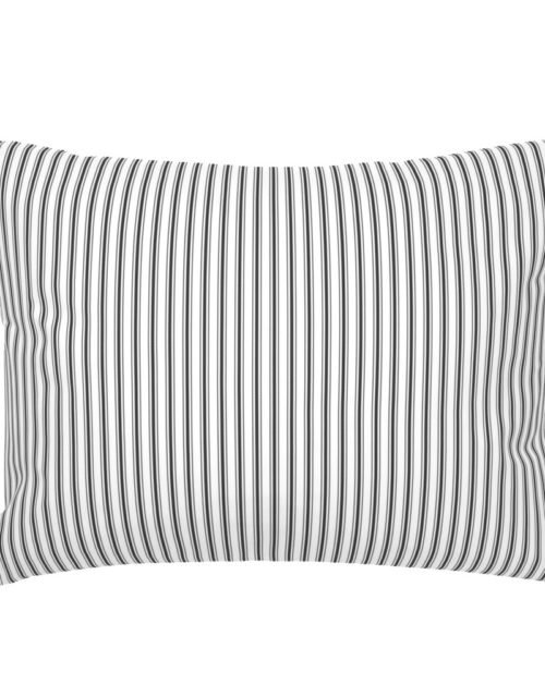Mattress Ticking Narrow Striped Pattern in Dark Black and White Standard Pillow Sham