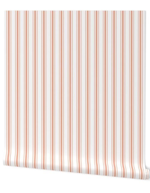 Large Shell Coral Peach Orange Mattress Ticking Stripes Wallpaper