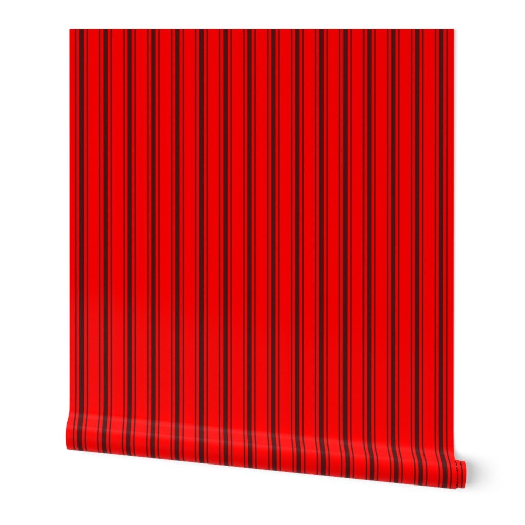 Mattress Ticking Wide Striped Pattern Jet Black on Red Wallpaper Mattress Ticking Wide Striped Pattern Jet Black on Red Wallpaper