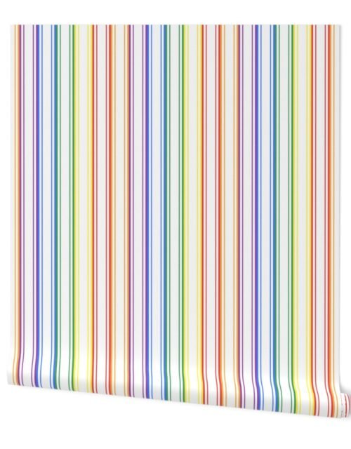 Split Rainbow Mattress Ticking Wide Stripes Pattern Wallpaper