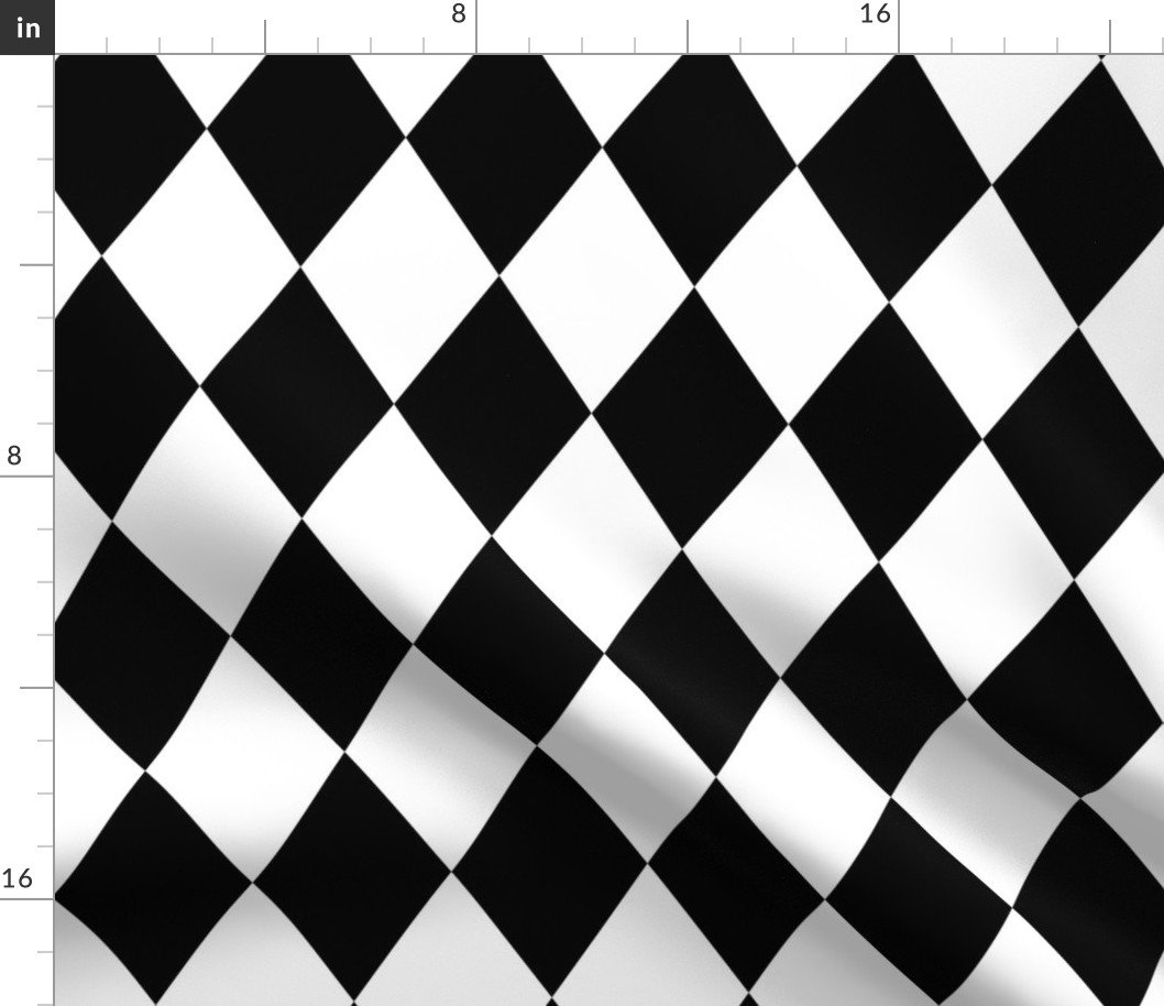 Classic Black and White Harlequin Diamond Check Fabric Classic Black and White Harlequin Diamond Check Fabric