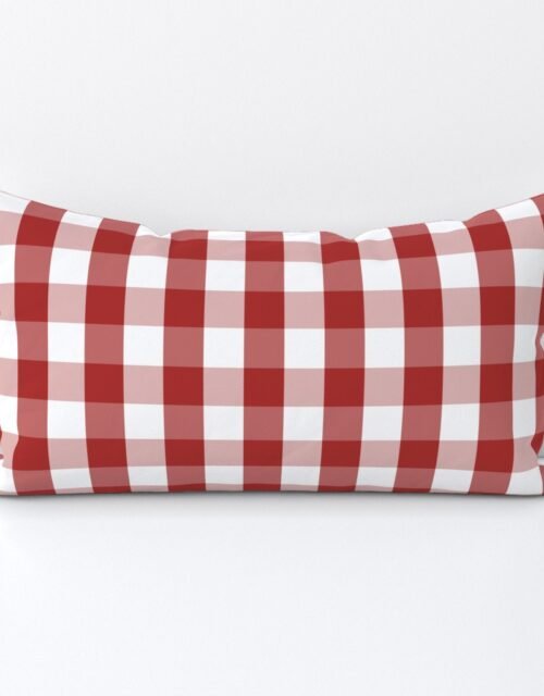 Aurora Red Gingham Check Lumbar Throw Pillow