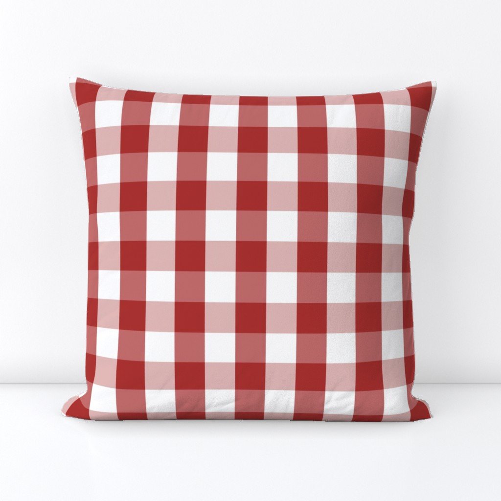 Aurora Red Gingham Check Square Throw Pillow Aurora Red Gingham Check Square Throw Pillow
