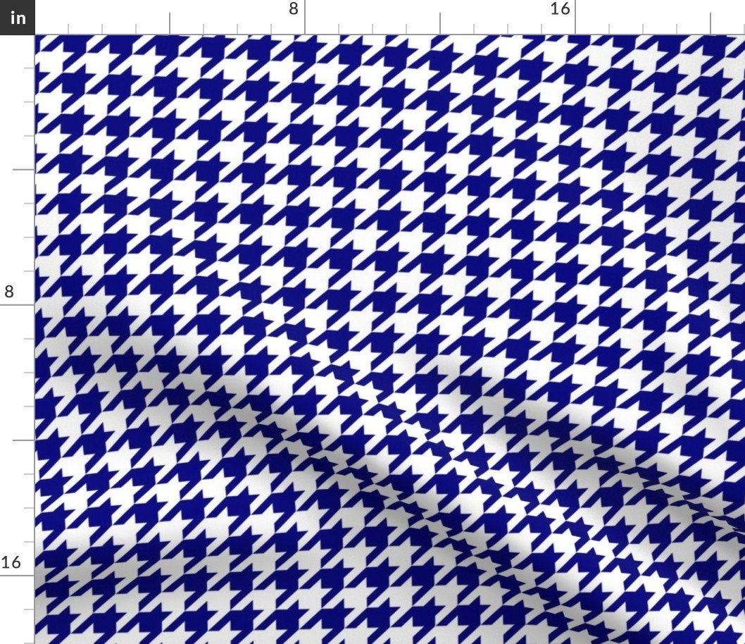 Dark Navy Blue and White Houndstooth Check Fabric Dark Navy Blue and White Houndstooth Check Fabric