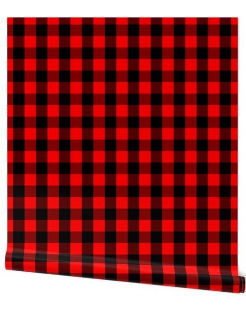 Classic Red and Black Buffalo Check Plaid Tartan Wallpaper