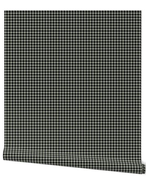 Desert Sage Grey Green and Black Houndstooth Check Wallpaper