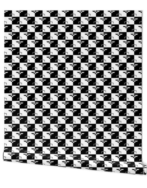 Black and White Checkerboard Scales of Justice Legal Pattern Wallpaper