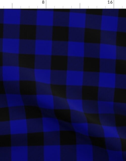 Navy Blue Buffalo Check Tartan Plaid Blue and Black Fabric