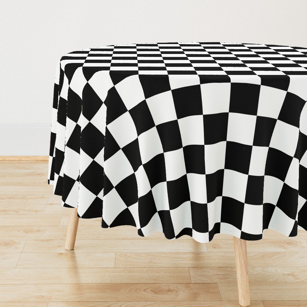 Large Black and White Check Round Tablecloth Large Black and White Check Round Tablecloth