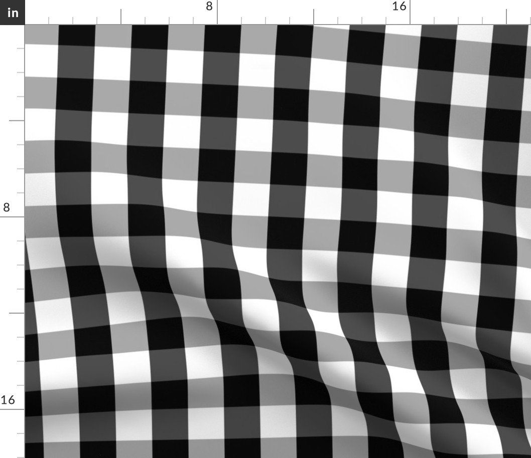 Small Black White Gingham Checked Square Pattern Fabric Small Black White Gingham Checked Square Pattern Fabric