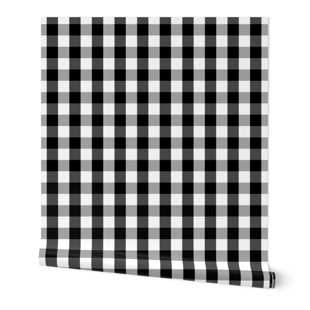 Large Black White Gingham Checked Square Pattern Wallpaper Large Black White Gingham Checked Square Pattern Wallpaper