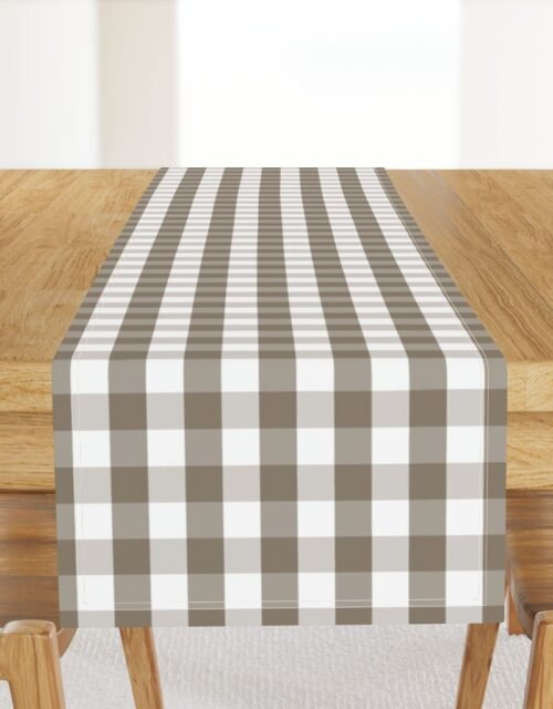Mulch Brown Gingham Check Plaid Table Runner