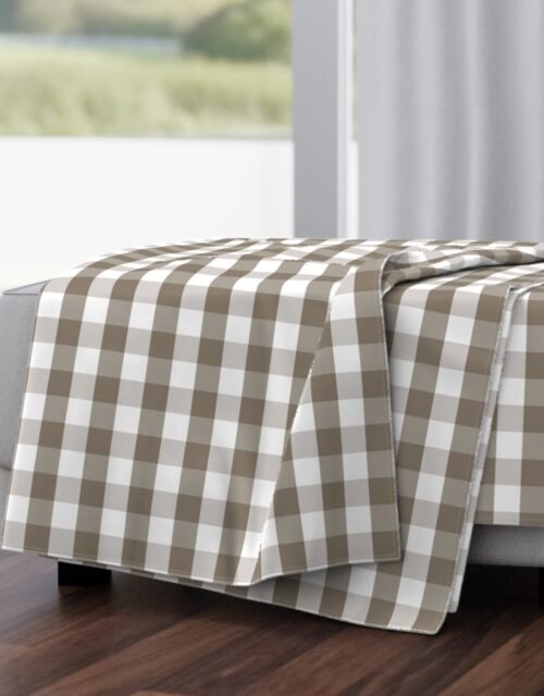 Mulch Brown Gingham Check Plaid Throw Blanket