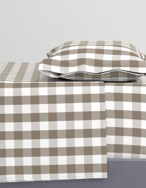 Mulch Brown Gingham Check Plaid Sheet Set