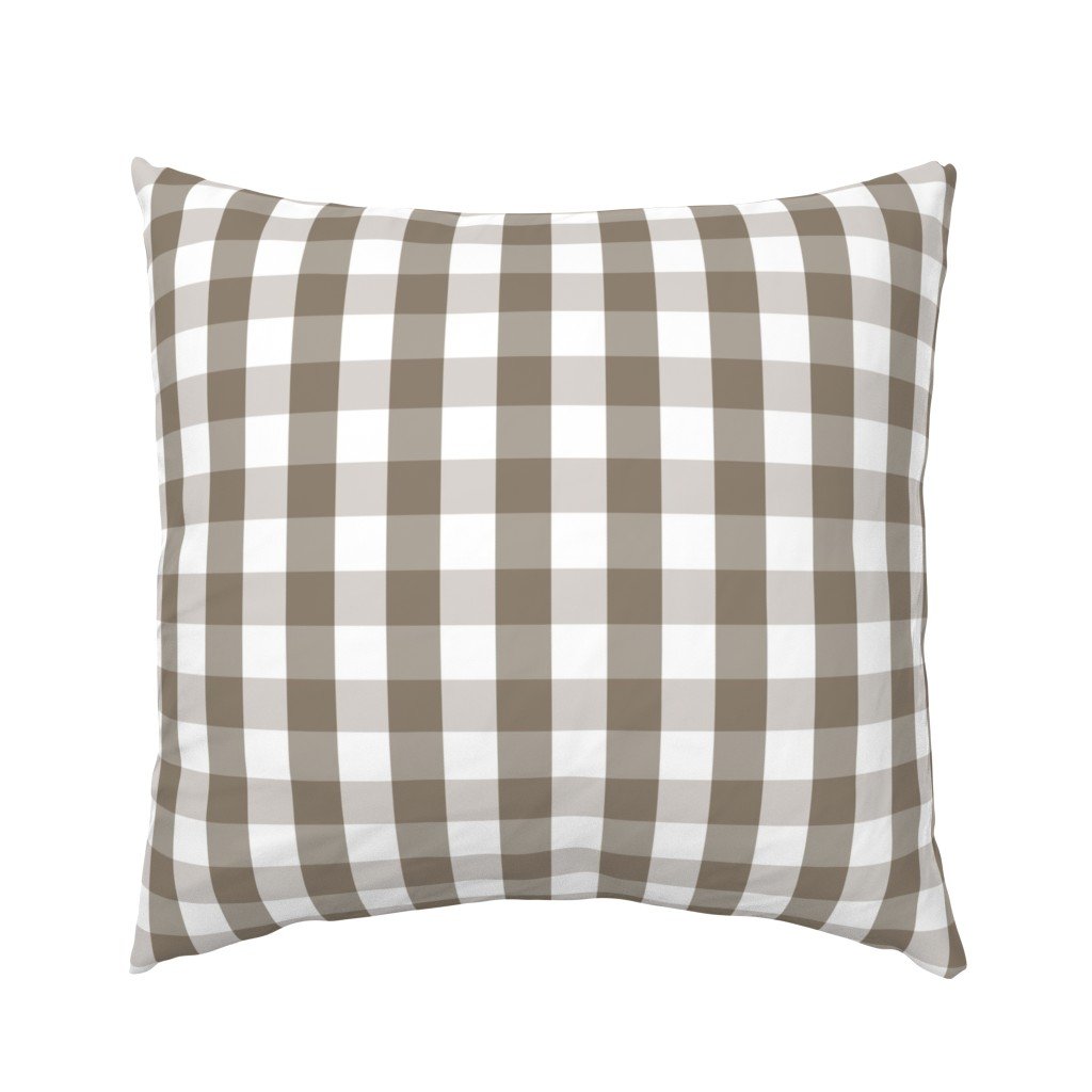 Mulch Brown Gingham Check Plaid Euro Pillow Sham Mulch Brown Gingham Check Plaid Euro Pillow Sham
