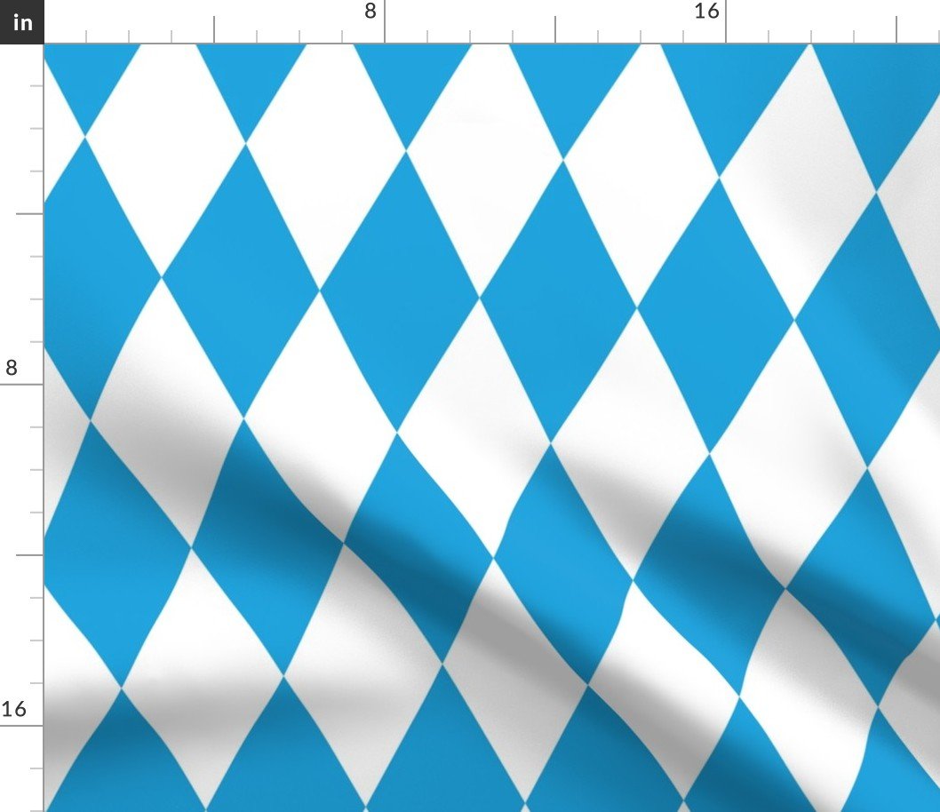 Oktoberfest Bavarian Blue and White Large Diagonal Diamond Pattern Fabric Oktoberfest Bavarian Blue and White Large Diagonal Diamond Pattern Fabric