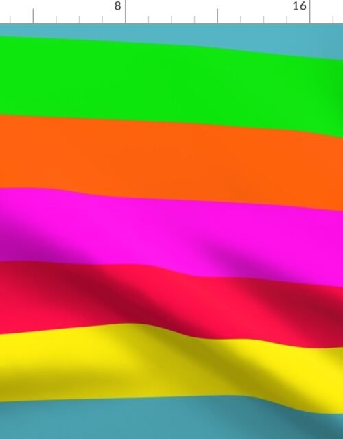Neon Hawaiian Rainbow Horizontal Cabana Stripes Fabric