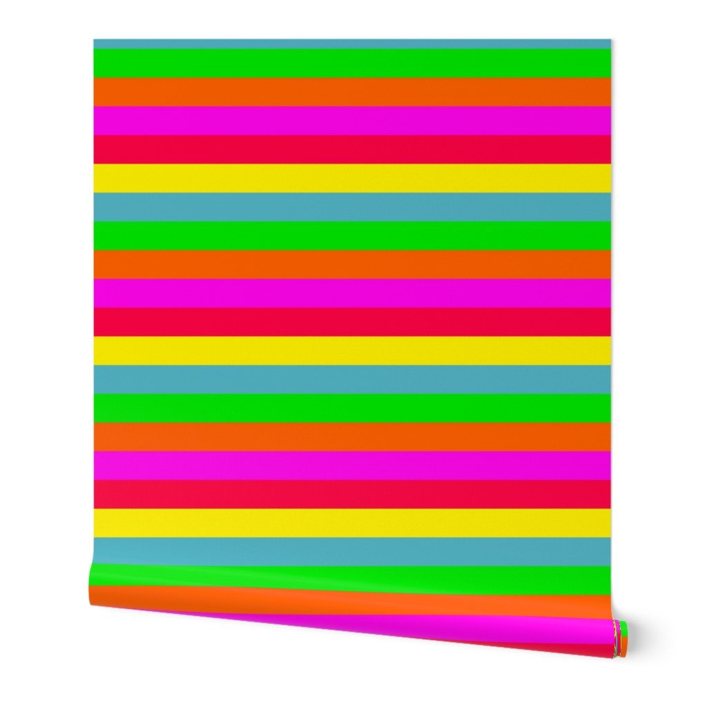 Neon Hawaiian Rainbow Horizontal Cabana Stripes Wallpaper Neon Hawaiian Rainbow Horizontal Cabana Stripes Wallpaper