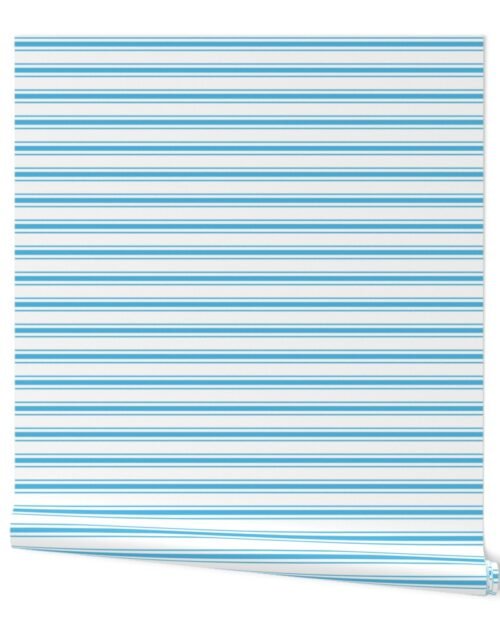 Oktoberfest Bavarian Blue and White Large Mattress Ticking Stripes Wallpaper
