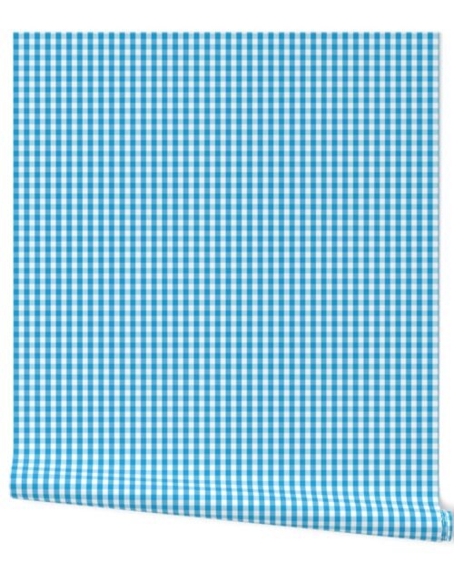 Oktoberfest Bavarian Blue and White Gingham Check Wallpaper
