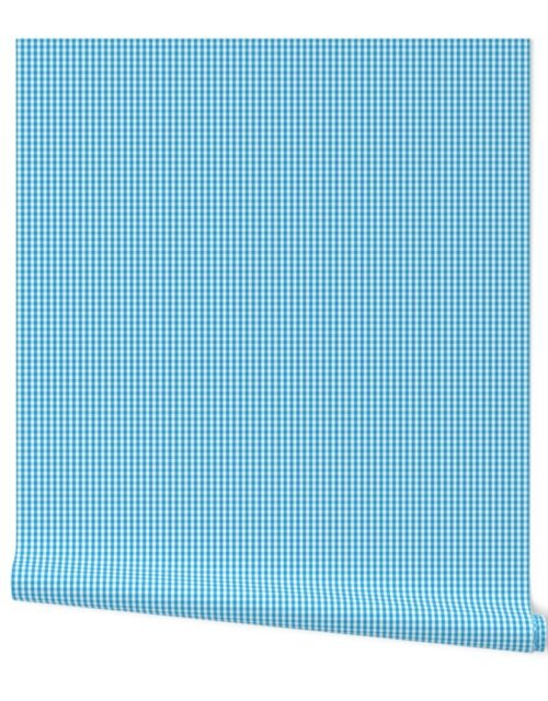 Oktoberfest Bavarian Blue and White Small Gingham Check Wallpaper