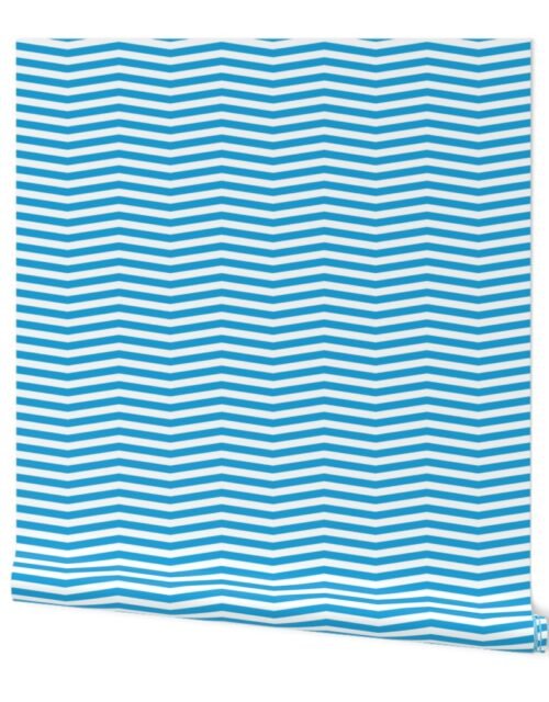 Oktoberfest Bavarian Blue and White Chevron Stripes Wallpaper